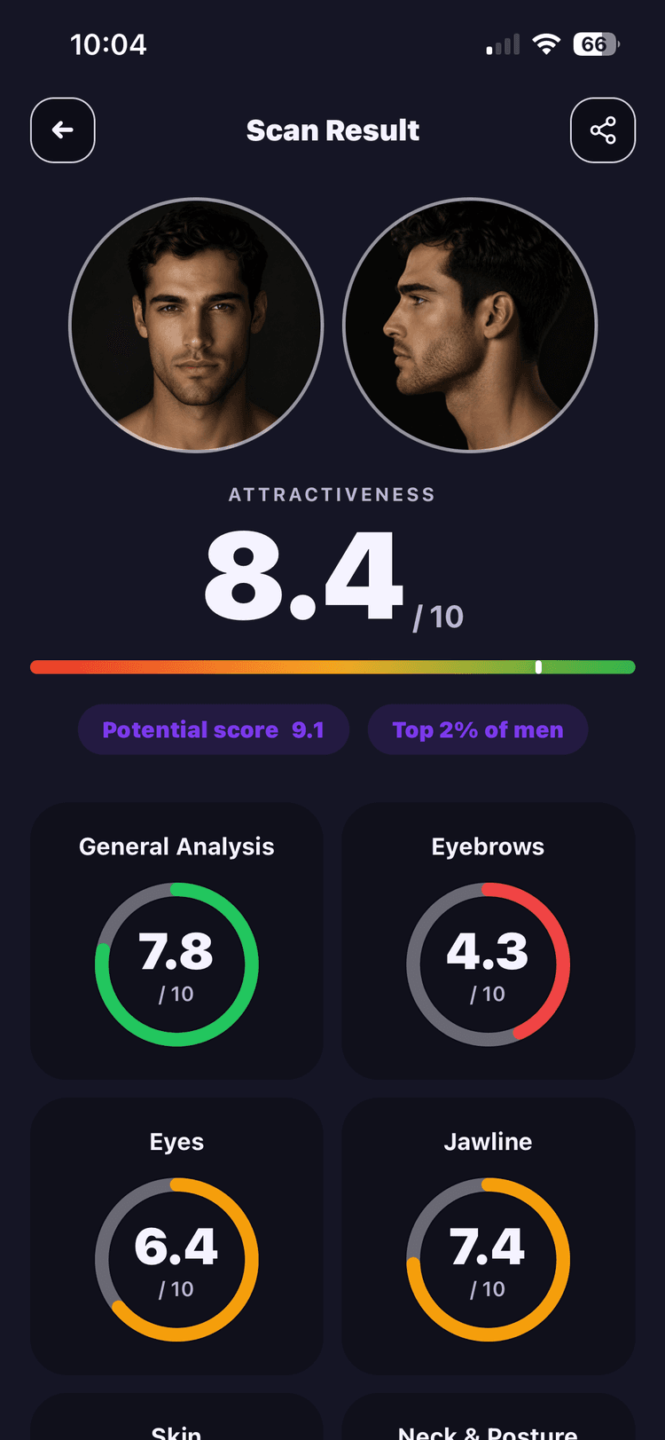 LooksUP app preview with AI appearance analysis